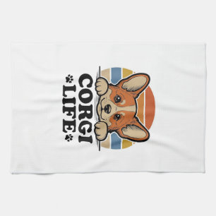 Corgi Life T-shirt Vintage Gravure Hond Liefhebber Theedoek