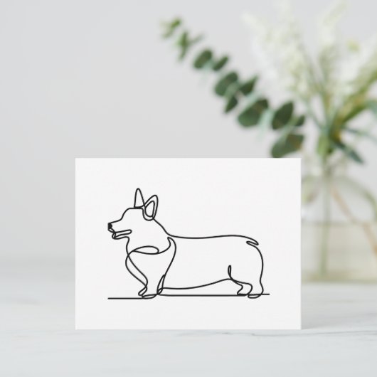 Corgi-lijntekening Briefkaart (Staand voorkant)