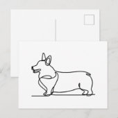 Corgi-lijntekening Briefkaart (Voorkant / Achterkant)