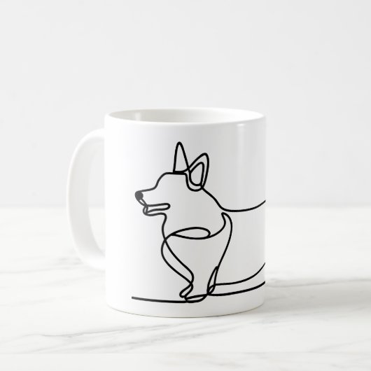 Corgi-lijntekening Koffiemok (Voorkant links)