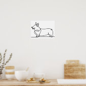 Corgi-lijntekening Poster (Keuken)