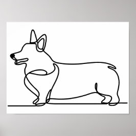 Corgi-lijntekening Poster