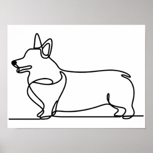 Corgi-lijntekening Poster