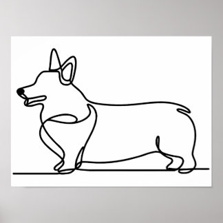 Corgi-lijntekening Poster