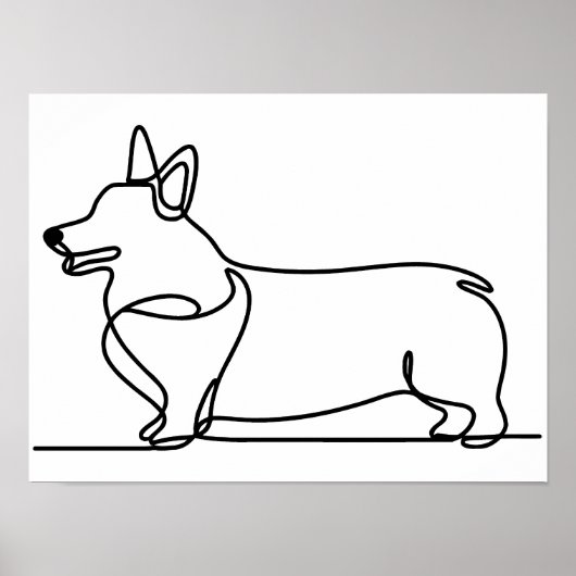 Corgi-lijntekening Poster (Voorkant)
