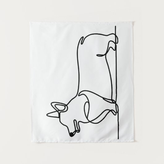 Corgi-lijntekening Wandkleed (Voorkant)