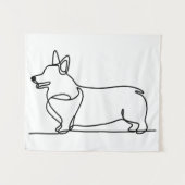 Corgi-lijntekening Wandkleed (Voorkant (horizontaal))