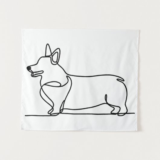Corgi-lijntekening Wandkleed (Voorkant (horizontaal))