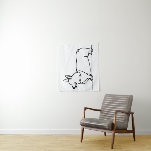 Corgi-lijntekening Wandkleed (In situ)