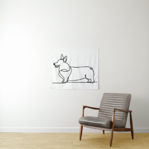 Corgi-lijntekening Wandkleed