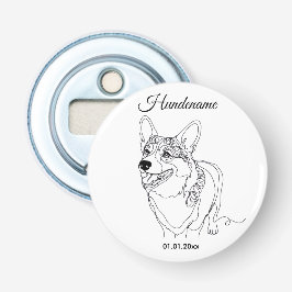 Corgi Line Art personalized dog Button Flesopener