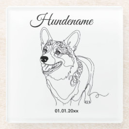 Corgi Line Art personalized dog Glazen Onderzetter