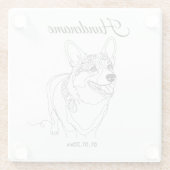 Corgi Line Art personalized dog Glazen Onderzetter (Achterkant)