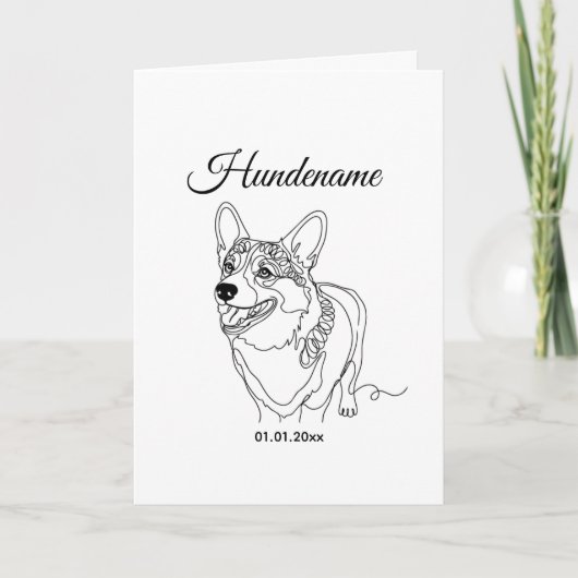 Corgi Line Art personalized dog Kaart (Voorkant)