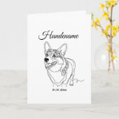 Corgi Line Art personalized dog Kaart (Gele Bloem)
