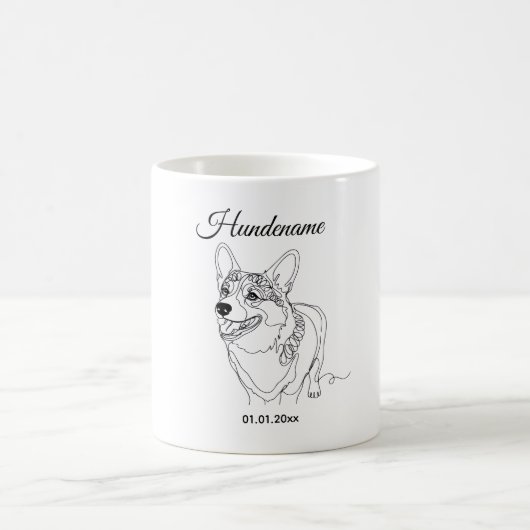 Corgi Line Art personalized dog Koffiemok (Center)
