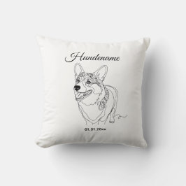 Corgi Line Art personalized dog Kussen