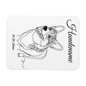 Corgi Line Art personalized dog Magneet (Horizontaal)