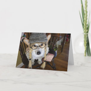 Corgi- Little Girl met Note for Santa Kaart