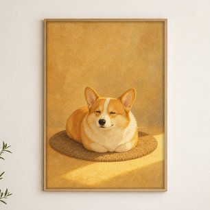 Corgi Loaf Waterverf Whimsical Kunst Poster