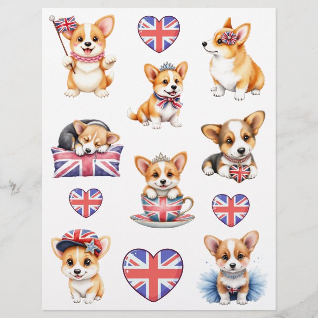 Corgi London Collage Schrapboek Papier (Voorkant)
