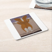 Corgi looking out window kartonnen onderzetters (Schuin)