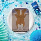 Corgi looking out window papieren bordje (Feest)