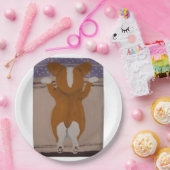 Corgi looking out window papieren bordje (Feest)