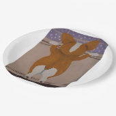 Corgi looking out window papieren bordje (Gekanteld)