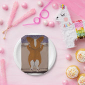 Corgi looking out window papieren bordje (Feest)