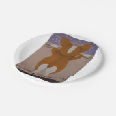 Corgi looking out window papieren bordje (Gekanteld)