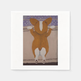 Corgi looking out window servet