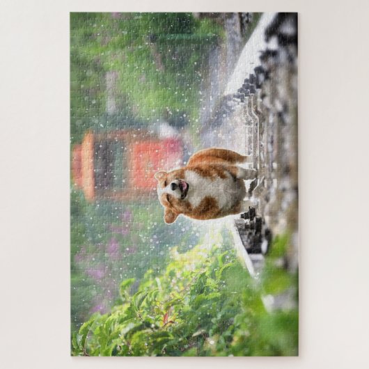 Corgi loopt op het spoor legpuzzel (Verticaal)
