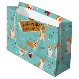 Corgi Love Cartoon Pattern met Custom Greeting Groot Cadeauzakje