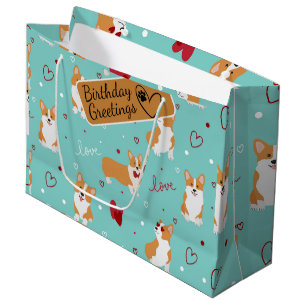 Corgi Love Cartoon Pattern met Custom Greeting Groot Cadeauzakje