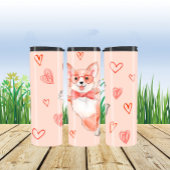 Corgi Love Dancing Corgi with Hearts Thermosbeker