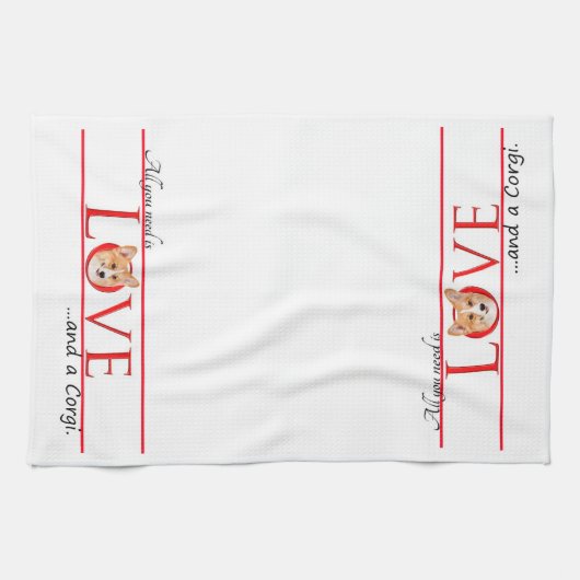 Corgi Love Kitchen Towel Theedoek (Horizontaal)