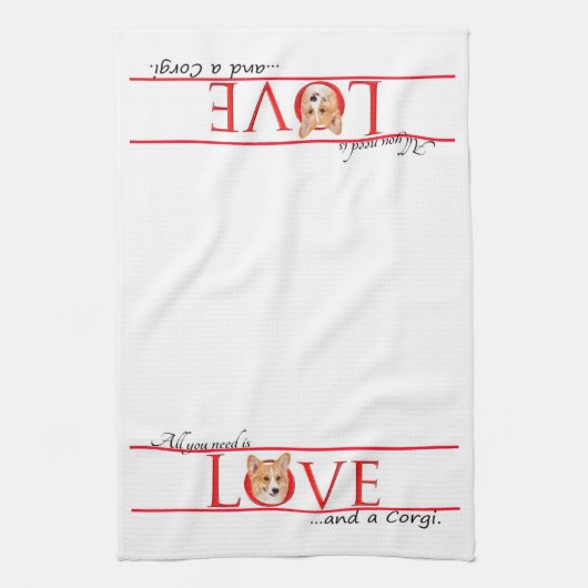 Corgi Love Kitchen Towel Theedoek (Verticaal)