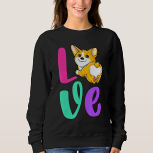 Corgi Love Retro Roze Blauwgroen Paars Hondenliefh Trui