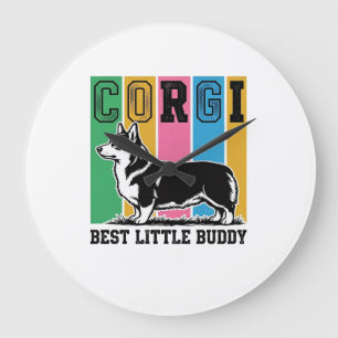Corgi Love T-shirt Vintage Gravure Hond Silhouet_ Grote Klok
