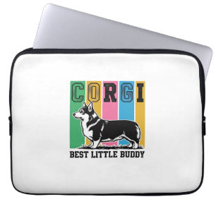 Corgi Love T-shirt Vintage Gravure Hond Silhouet_ Laptop Sleeve