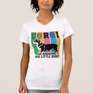 Corgi Love T-shirt Vintage Gravure Honden Silhouet