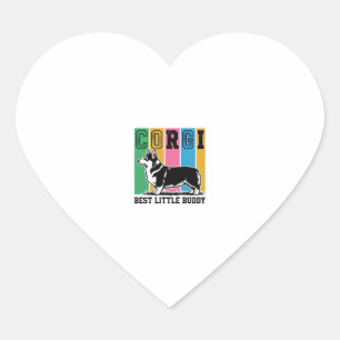 Corgi Love T-shirt Vintage Gravure Honden Silhouet Hart Sticker