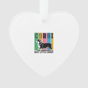 Corgi Love T-shirt Vintage Gravure Honden Silhouet Ornament
