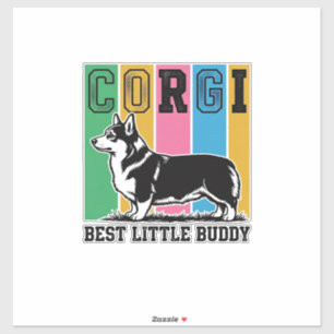 Corgi Love T-shirt Vintage Gravure Honden Silhouet Sticker