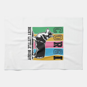 Corgi Love T-shirt Vintage Gravure Honden Silhouet Theedoek