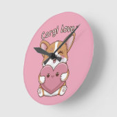 Corgi Love Wall Clock Ronde Klok (Hoek)