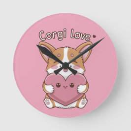 Corgi Love Wall Clock Ronde Klok