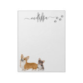 Corgi Love Waterverf Monogram Gepersonaliseerd Notitieblok (Linkerzijde)