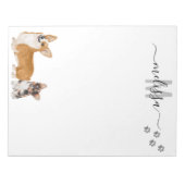 Corgi Love Waterverf Monogram Gepersonaliseerd Notitieblok (Voorkant)